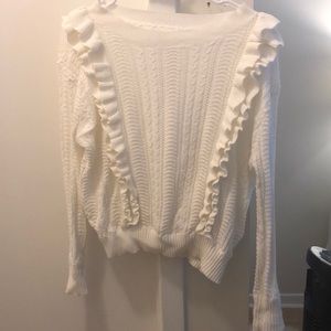 White Ruffle Sweater